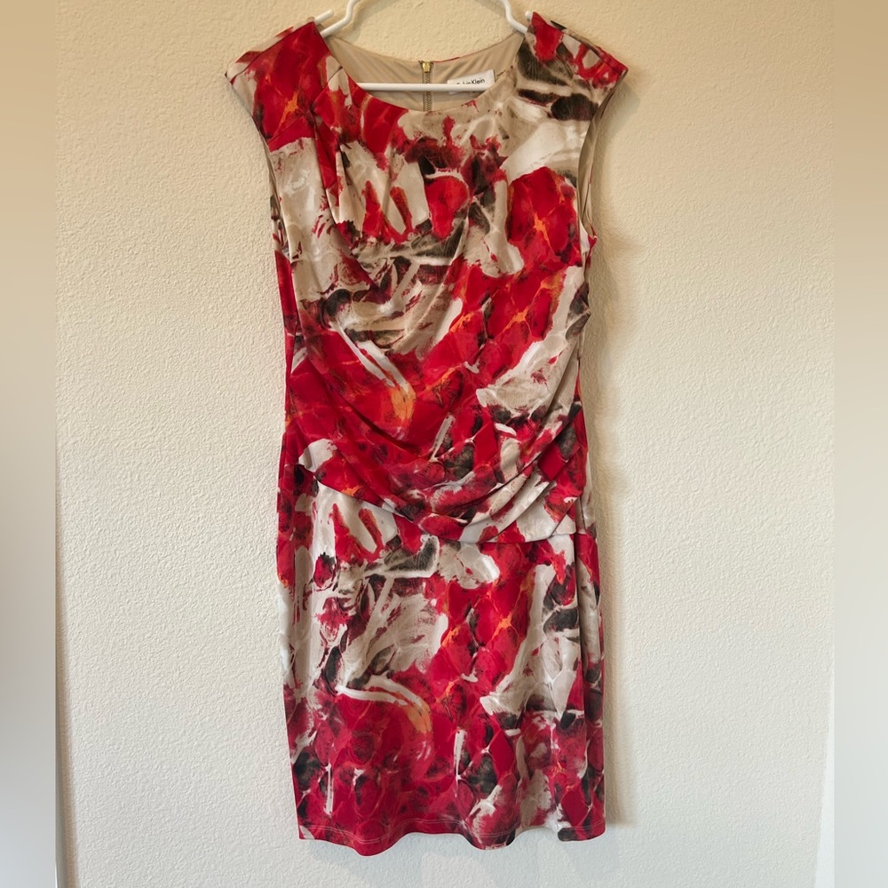 Calvin Klein Knee length ruched dress size medium
